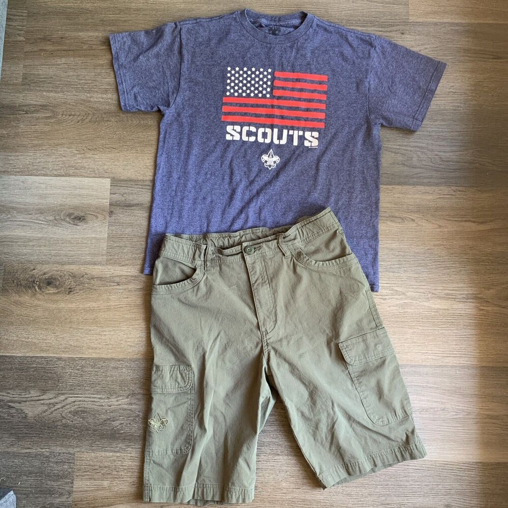 Boy Scouts Of America Shorts Youth Size 16 Olive Green Uniform Cargo LARGE Shirt